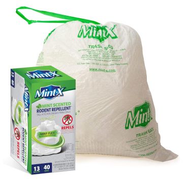 Mint-X® Rodent Repellent Tall Kitchen Bags with Drawstring 13 Gallon 40ct