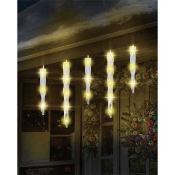 Glenhaven Home & Holiday LED Twinkling Icicle Lights Warm White 20 Drops 19FT