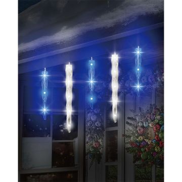 Glenhaven Home & Holiday LED Twinkling Icicle Lights Blue & Pure White 20 Drops 19FT