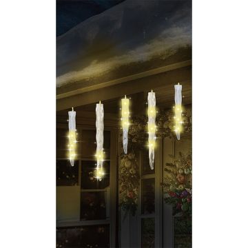 Glenhaven Home & Holiday LED Cascading Icicle Lights Warm White 12 Drops 11FT