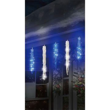 Glenhaven Home & Holiday LED Cascading Icicle Lights Blue & Pure White 12 Drops 11FT