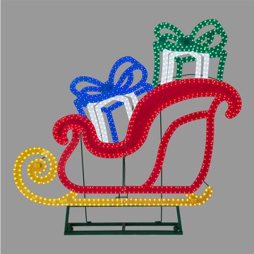 LED Advanced Holiday Lighting® Jumbo Sleigh with Gifts Hi-Vibrant LED Lighted 39.5IN