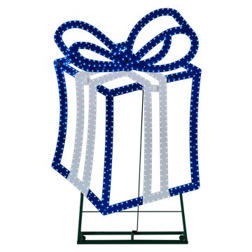 LED Advanced Holiday Lighting® Jumbo Present Blue Hi-Vibrant LED Lighted 48IN