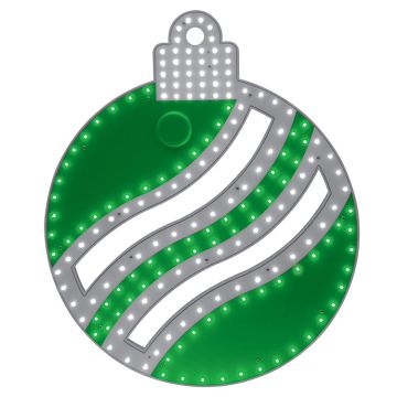 LED Advanced Holiday Lighting® Ornament Green & Pure White Hi-Vibrant LED Lighted 16IN