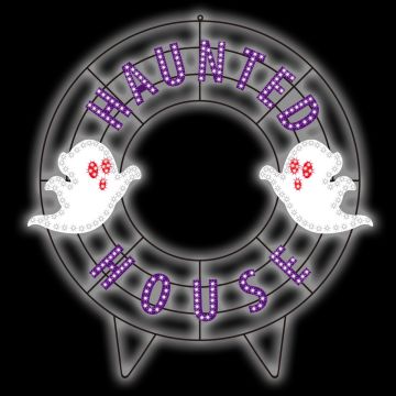 LED Advanced Holiday Lighting® "Haunted House" Halloween Wreath LED with Ghost 40IN