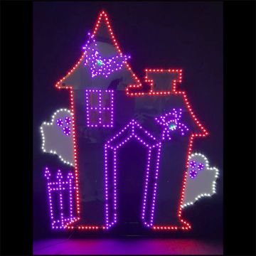 LED Advanced Holiday Lighting® jumbo Haunted House Hi-Vibrant LED Lighted 72IN
