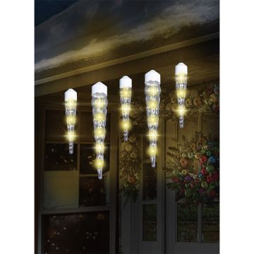 Glenhaven Home & Holiday LED Jumbo Twinkling Icicle Lights Warm White 16 Drops 15FT