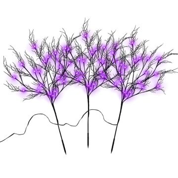 Glenhaven Home & Holiday LED Spooky Twig Branches Purple 30IN 3-pack
