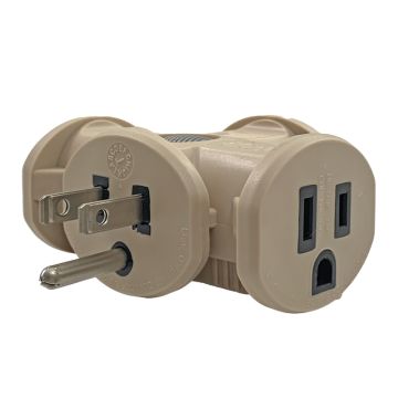 Adapter, Ace Grounded 3 outlets, Brown