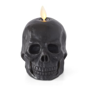 K&K Interiors Black Wax Skull Luminara Indoor Candle, 3.75 x 4.25 Inch 