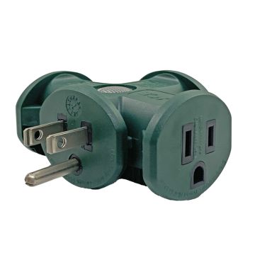 Adapter, Ace Grounded 3 outlets, Green