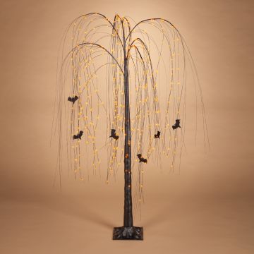 Willow Tree with Bats & Dual Color (Orange & Purple) Micro LED Lights