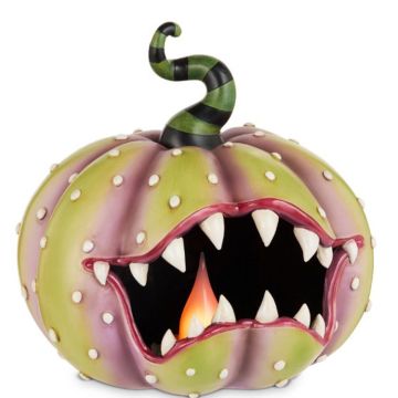 RAZ Ghoul Pumpkin with Light-Up Candle