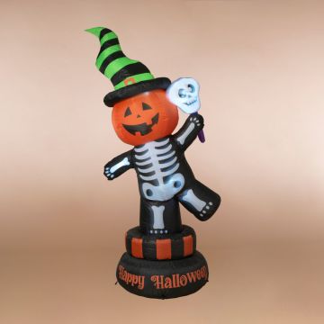 Halloween Rotating Inflatable Skeleton, 6 ft
