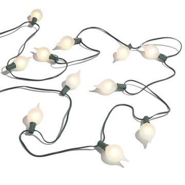Raz Imports Connectable Matte Kismet White LED Bulb String Lights on Green Wire 14 ft