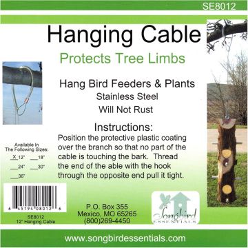 Songbird Essentials Hanging Cable Tree Limb Protector with S Hook, 12 Inch Cable