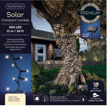 Lumineo Solar Compact Lights, Warm White, 500 Lights