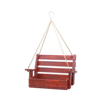 Backyard Essentials Wood Porch Swing Hanging Bird Feeder