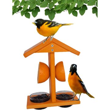 Backyard Essentials Bird Feeders Double Oriole Feeder, Recycled Poly Fruit and Jelly Hanging Bird Feeders