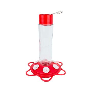 Backyard Essentials Hummingbird Glass & Plastic Bottle Nectar Bird Feeder 20 oz