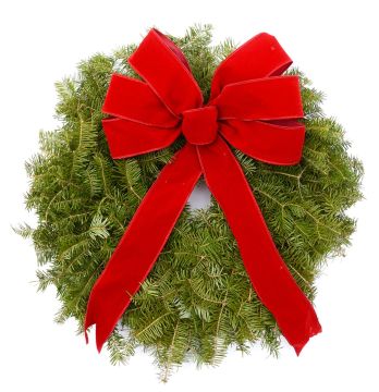 'Balsam Fir' with Red Bow Wreath
