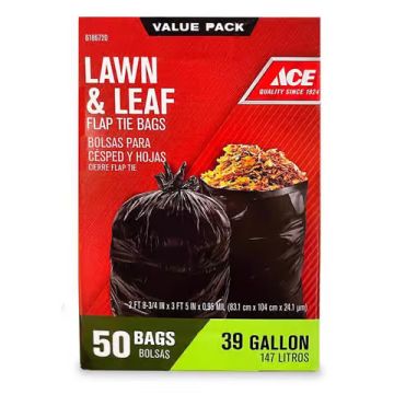 ACE Lawn & Leaf Bags with Flap Ties 39 Gallons 50ct