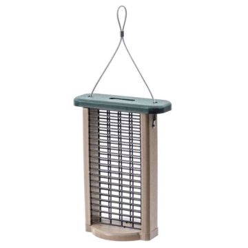 Birds Choice, Suet Feeder for Two Cakes in Taupe & Green Recycled Plastic