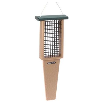 Birds Choice, Suet Feeder with Tail Prop for Two Cakes in Taupe & Green Recycled Plastic