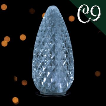 Holiday Bright Lights, C9 LED Faceted Bulbs Cool White, 25 Pack