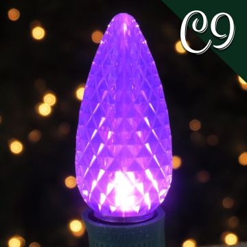 Holiday Bright Lights, C9 LED Faceted Bulbs Purple, 25 Lights