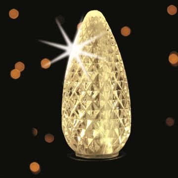Holiday Bright Lights, C9 LED Faceted Bulbs Sun Warm White Twinkle, 25 Lights