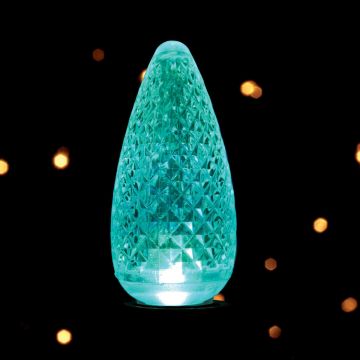 Holiday Bright Lights, C9 LED Faceted Bulbs Teal, 25 Lights