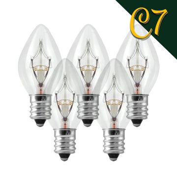 Holiday Bright Lights, C7 5 Watt Incandescent Translucent Bulbs Clear, 25 pack