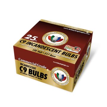 Holiday Bright Lights, C9 7 Watt Incandescent Ceramic Bulbs Multi, 25 pack