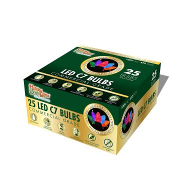 Holiday Bright Lights, C7 LED Faceted Bulbs Multi, 25 pack