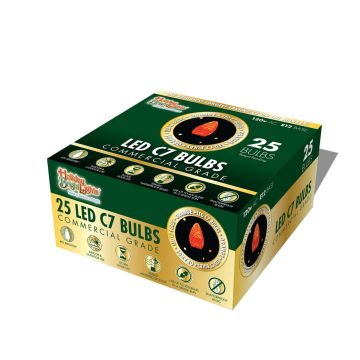 Holiday Bright Lights, C7 LED Faceted Bulbs Orange, 25 Pack