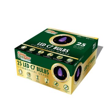 Holiday Bright Lights, C7 LED Faceted Bulbs Purple, 25 Pack
