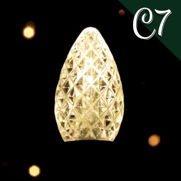 Holiday Bright Lights, C7 LED Faceted Bulbs Warm White, 25 pack