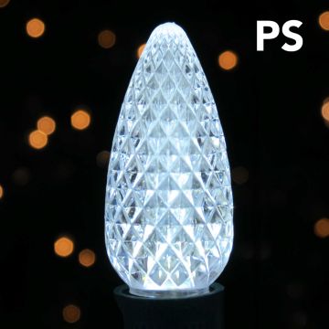Holiday Bright Lights, C9 PS LED Faceted Bulbs Cool White, 25 Lights
