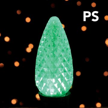 Holiday Bright Lights, C9 PS LED Faceted Bulbs Green, 25 Lights