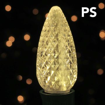 Holiday Bright Lights, C9 PS LED Faceted Bulb Minleon Warm White, 25 Lights