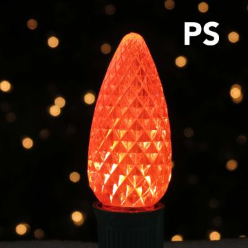 Holiday Bright Lights, C9 PS LED Faceted Bulbs Orange, 25 Lights