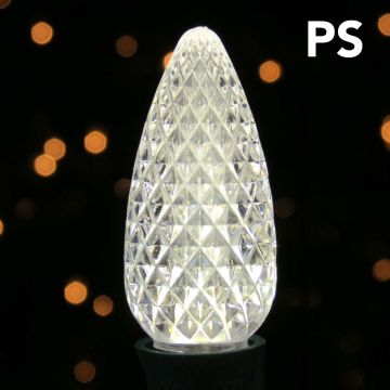 Holiday Bright Lights, C9 PS LED Faceted Bulbs Pure White, 25 Lights