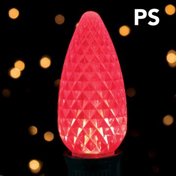 Holiday Bright Lights, C9 PS LED Faceted Bulbs Red, 25 Lights