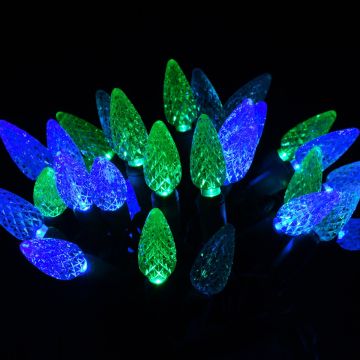 Gabriel Lights® LED C6 Wintergreen & Sparkle Bulbs Green Cord 70L/34.5FT