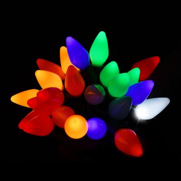 Gabriel Lights® LED C7 Rockerfeller Smooth & Sparkle Bulbs Green Cord 25L/16FT