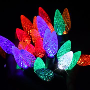 Gabriel Lights® LED C6 Rockerfeller & Sparkle Bulbs Green Cord 70L/34.5FT