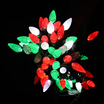 Gabriel Lights® LED C6 Traditional with Cool White & Sparkle Bulbs Green Cord 70L/34.5FT