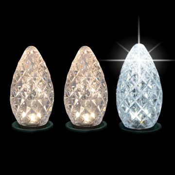 Gabriel Lights® LED C7 Warm White & Sparkle Bulbs Green Cord 25L/16FT