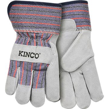 KINCO® Suede Leather Palm with Safety Cuff Gloves Striped Kid-Sized